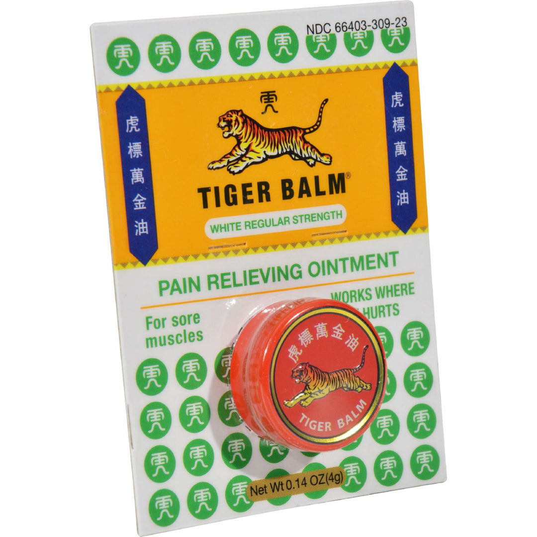 Tiger Balm Pain Relieving Ointment - White Regular Strength - .14 Oz - Maras Green